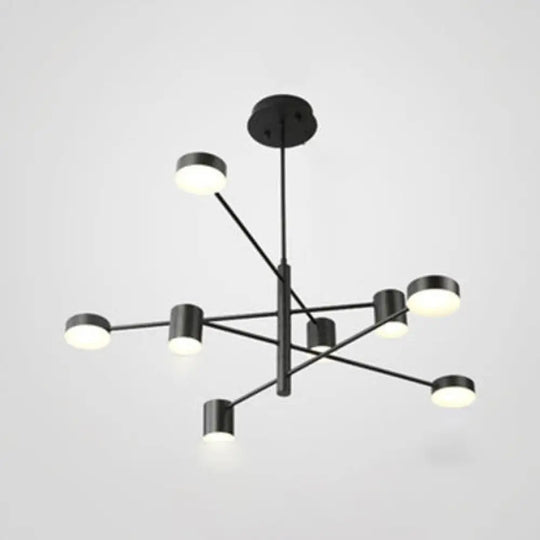 Simple Style Black/White Metal Multi-Tier Asymmetrical 2/4/6/8-Head Pendant Light In