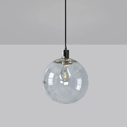 Simple Style Clear Glass Globe Pendant Ceiling Light - Wide 8’/10’/12’ 1 Head Hanging Lamp / 8’