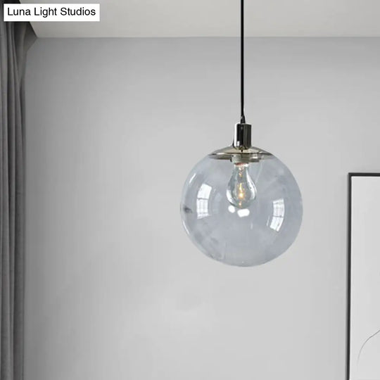 Simple Style Clear Glass Globe Pendant Ceiling Light - Wide 8’/10’/12’ 1 Head Hanging Lamp