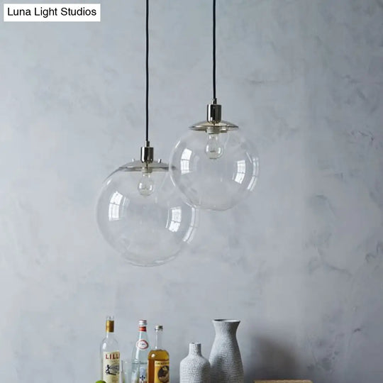 Contemporary Simple Style Clear Glass Pendant Light - 8/10/12 Wide 1 Head Ceiling Hanging Lamp