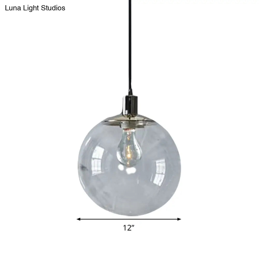 Simple Style Clear Glass Globe Pendant Ceiling Light - Wide 8’/10’/12’ 1 Head Hanging Lamp