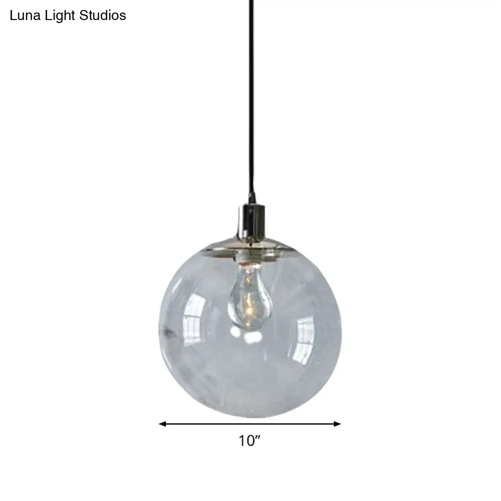 Contemporary Simple Style Clear Glass Pendant Light - 8/10/12 Wide 1 Head Ceiling Hanging Lamp