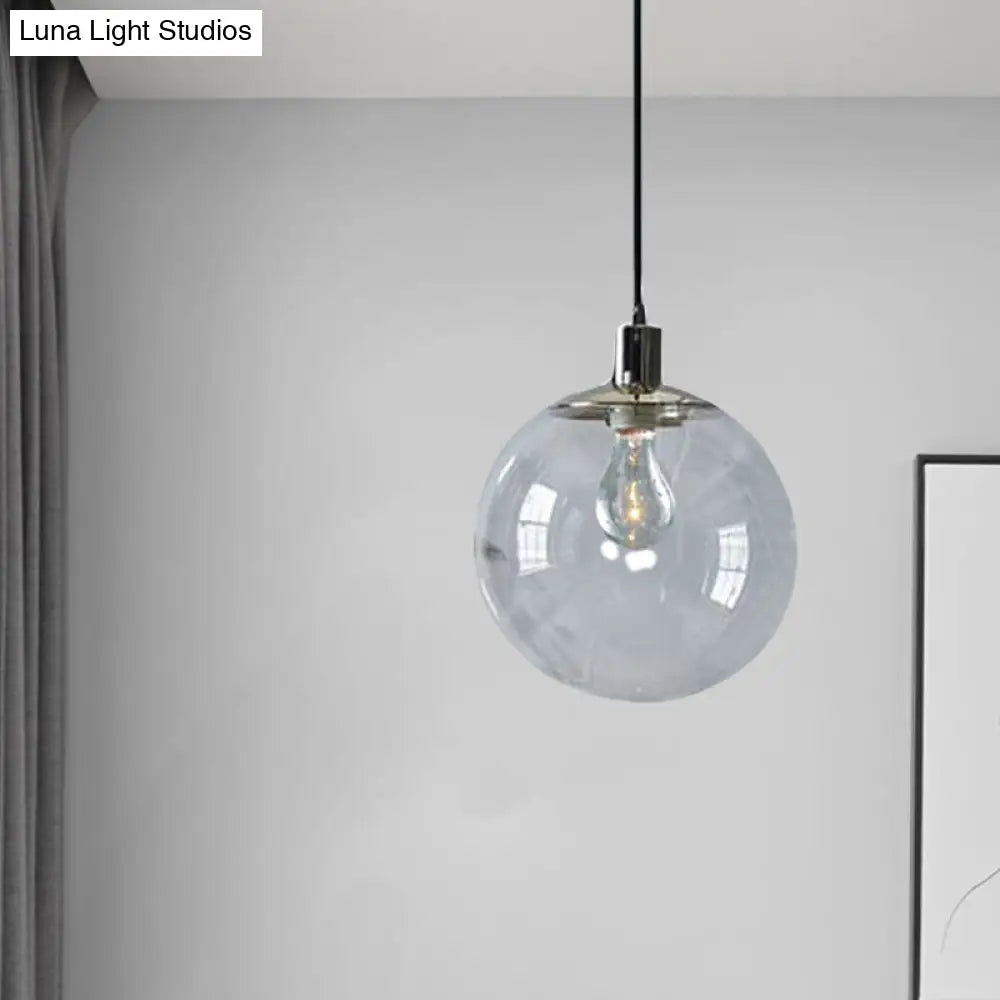 Contemporary Simple Style Clear Glass Pendant Light - 8/10/12 Wide 1 Head Ceiling Hanging Lamp