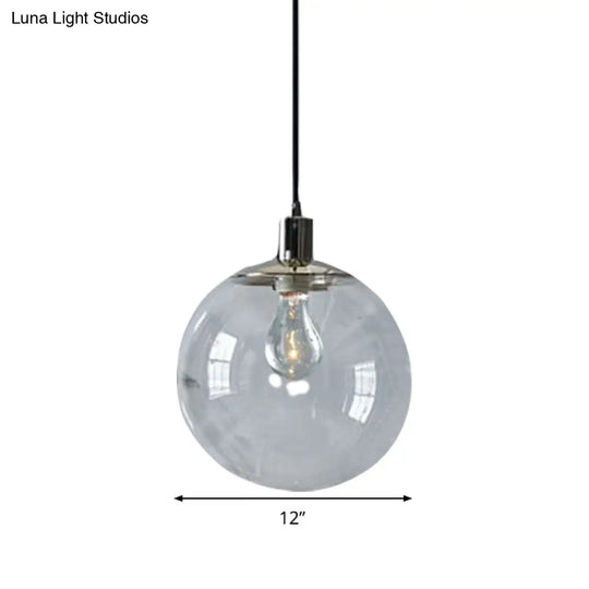 Contemporary Simple Style Clear Glass Pendant Light - 8/10/12 Wide 1 Head Ceiling Hanging Lamp