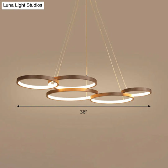 Simple Style Acrylic Led Chandelier Light Fixture - Coffee Circle Pendant (Warm/White)