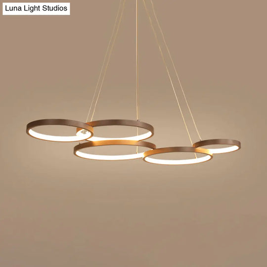 Simple Style Coffee Circle Pendant Light: Acrylic Led Chandelier In Warm/White Light - Stunning