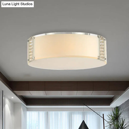 Simple Style Crystal Ceiling Light With 8 Chrome Heads - Bedroom Flush Mount Fixture
