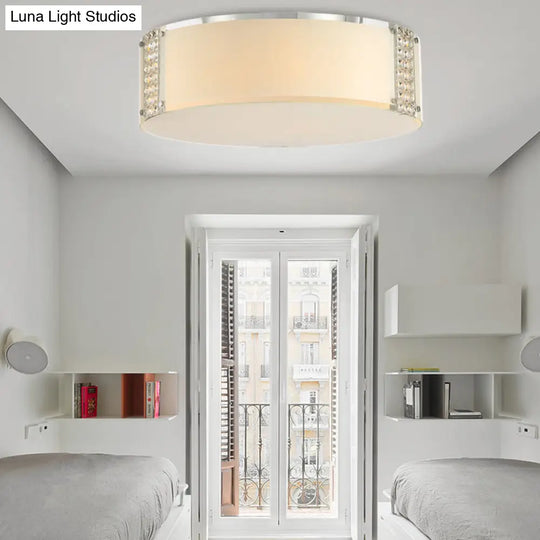 Simple Style Crystal Ceiling Light With 8 Chrome Heads - Bedroom Flush Mount Fixture