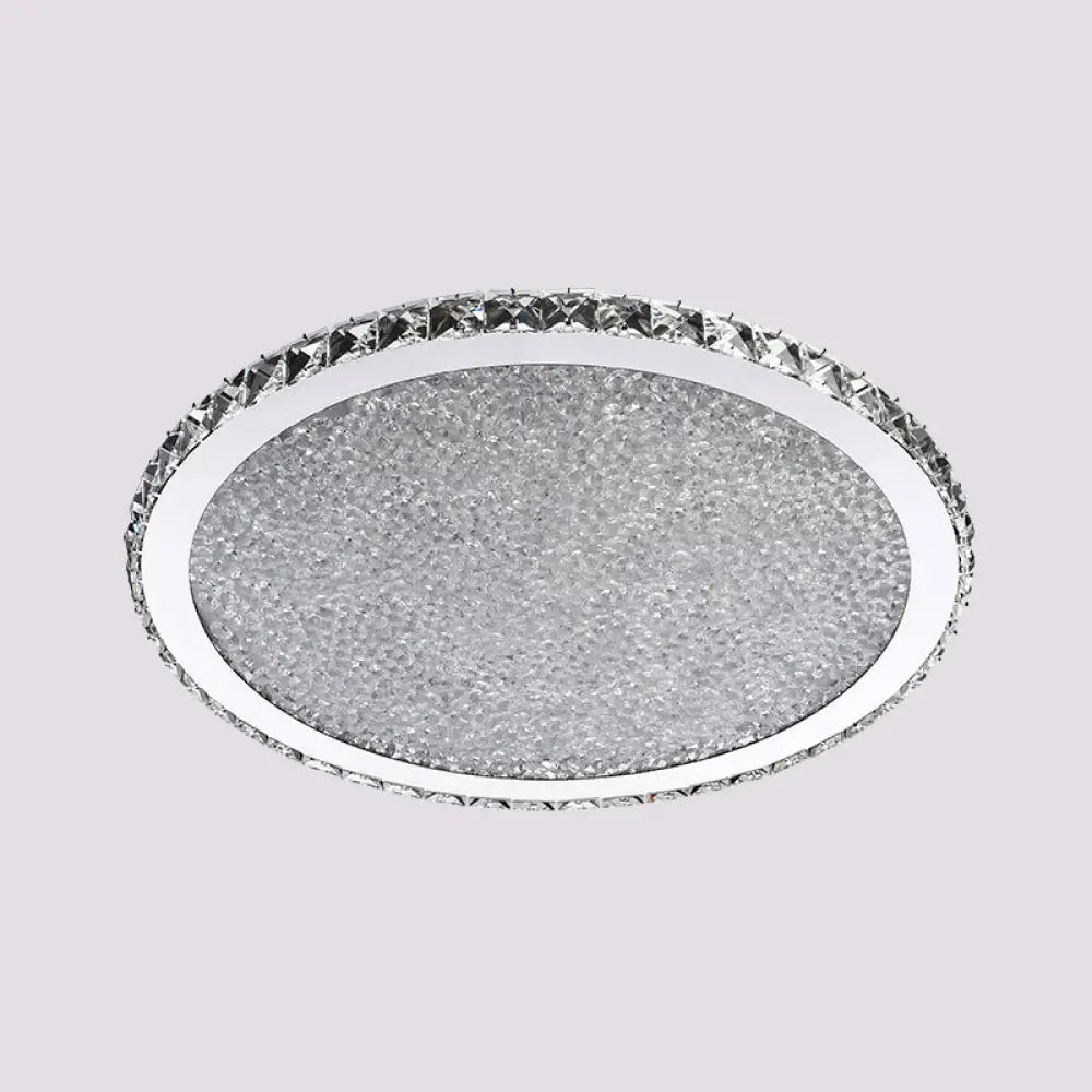 Simple Style Crystal Ceiling Mounted Flush Light Fixture With Led Disc In Chrome For Bedroom / 12.5