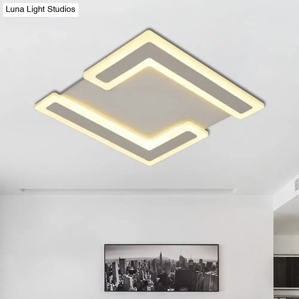 Simple Style Double 7-Shape Led Ceiling Light - Warm/White