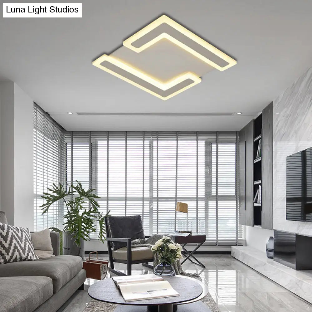 Simple Style Double 7-Shape Led Ceiling Light - Warm/White