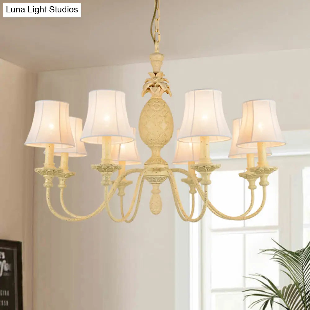 Simple Style Fabric Hanging Ceiling Light Yellow Chandelier Fixture - Empire Shade 5/8 Lights