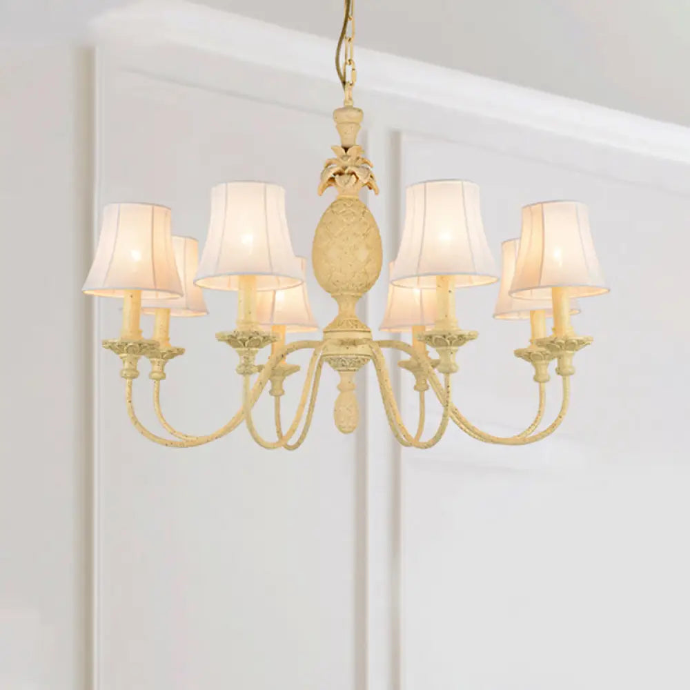 Simple Style Fabric Hanging Ceiling Light Yellow Chandelier Fixture - Empire Shade 5/8 Lights 8 /