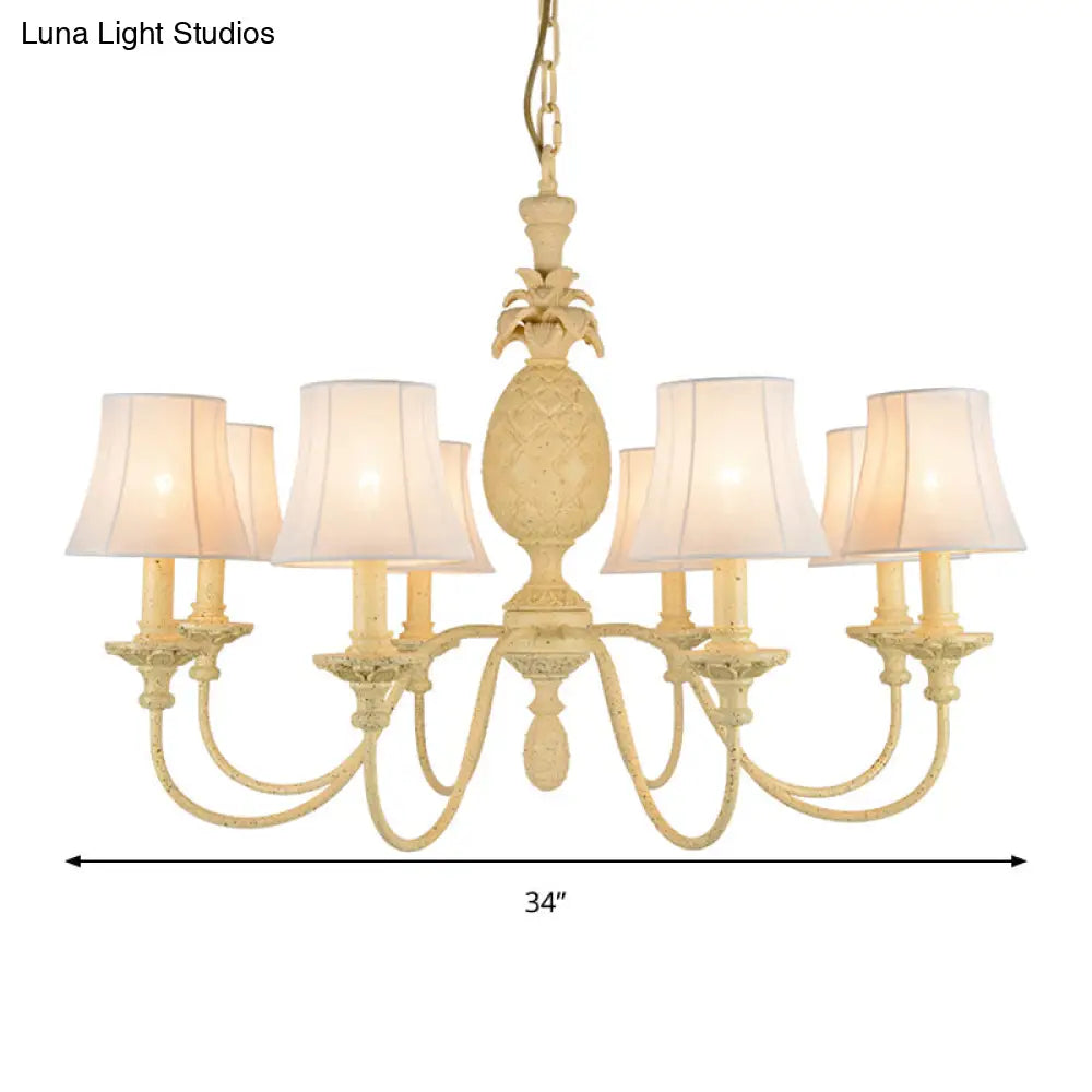 Simple Style Fabric Hanging Ceiling Light Yellow Chandelier Fixture - Empire Shade 5/8 Lights