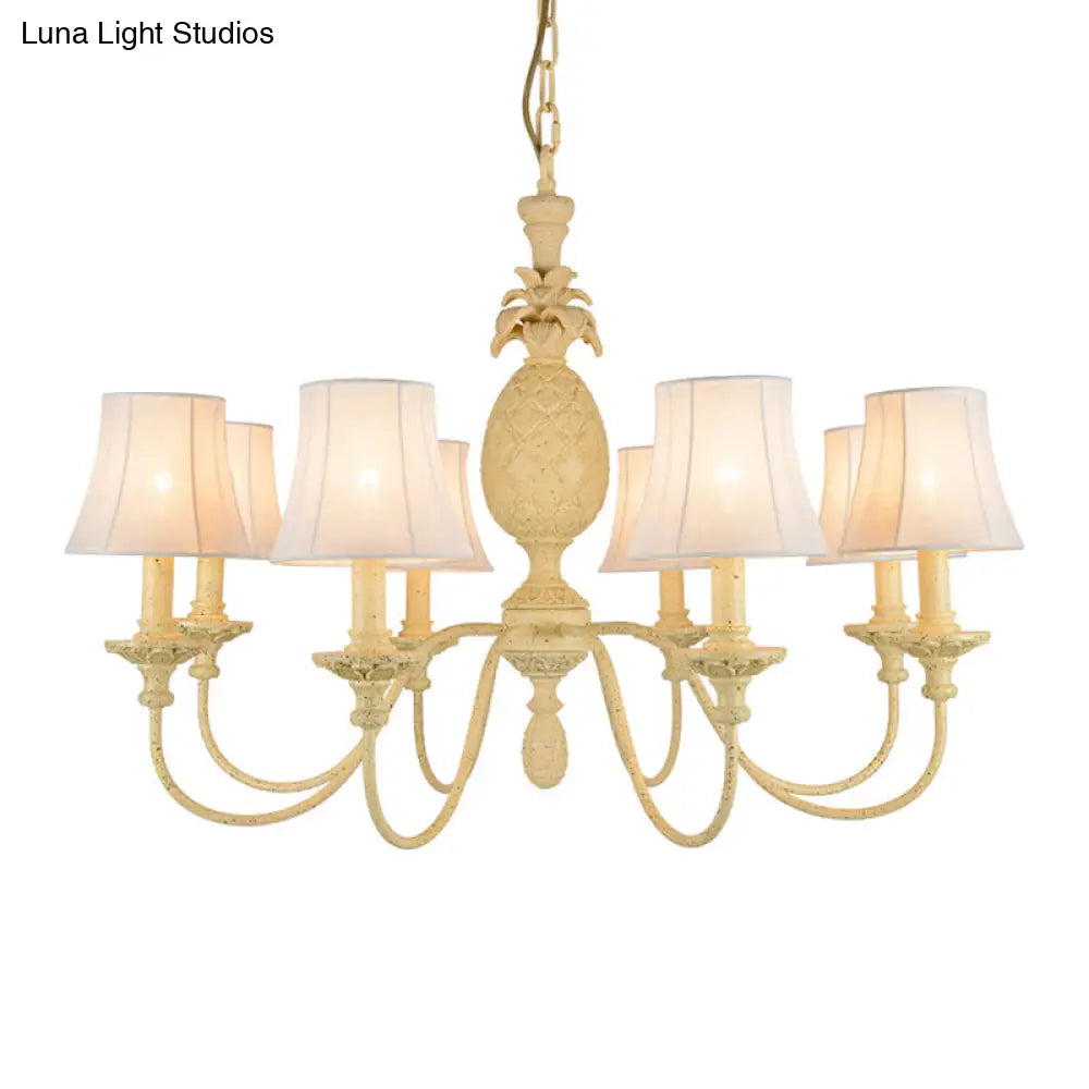 Simple Style Fabric Hanging Ceiling Light Yellow Chandelier Fixture - Empire Shade 5/8 Lights