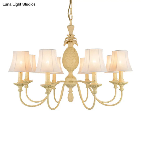 Simple Style Fabric Hanging Ceiling Light Yellow Chandelier Fixture - Empire Shade 5/8 Lights