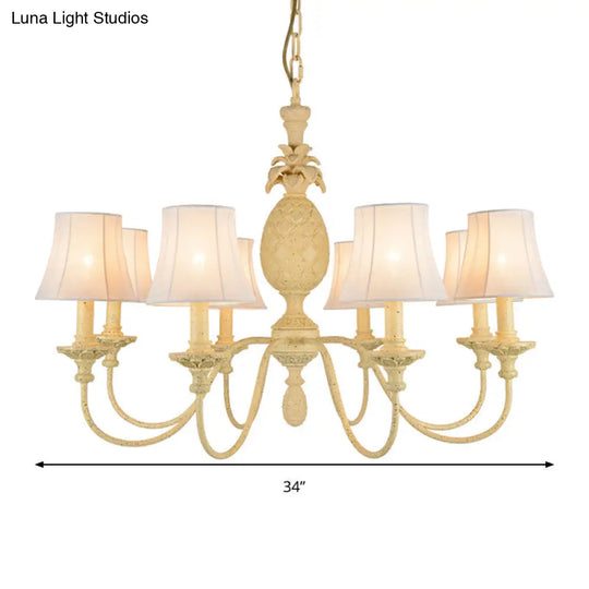 Simplistic Empire Shade Fabric Ceiling Light: Yellow Chandelier With 5/8 Hanging Lights - Elegant &