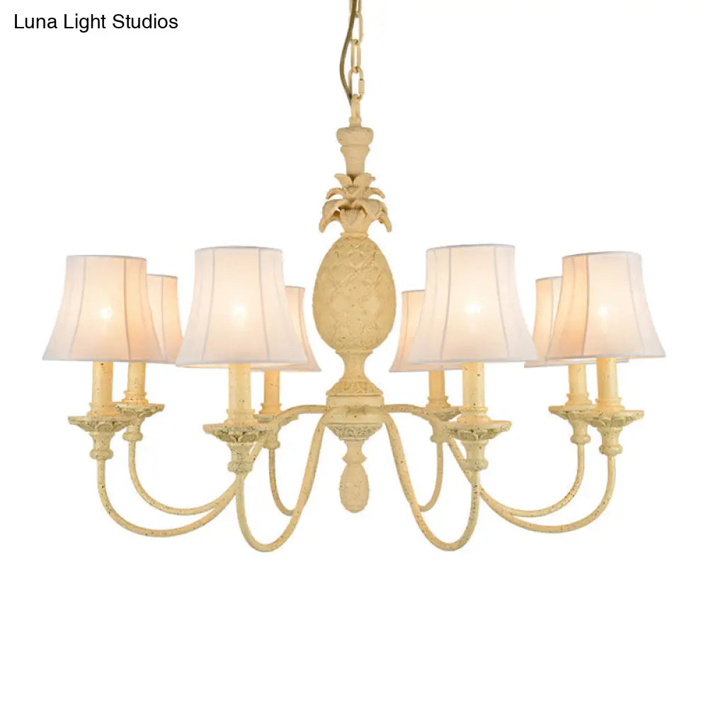 Simplistic Empire Shade Fabric Ceiling Light: Yellow Chandelier With 5/8 Hanging Lights - Elegant &