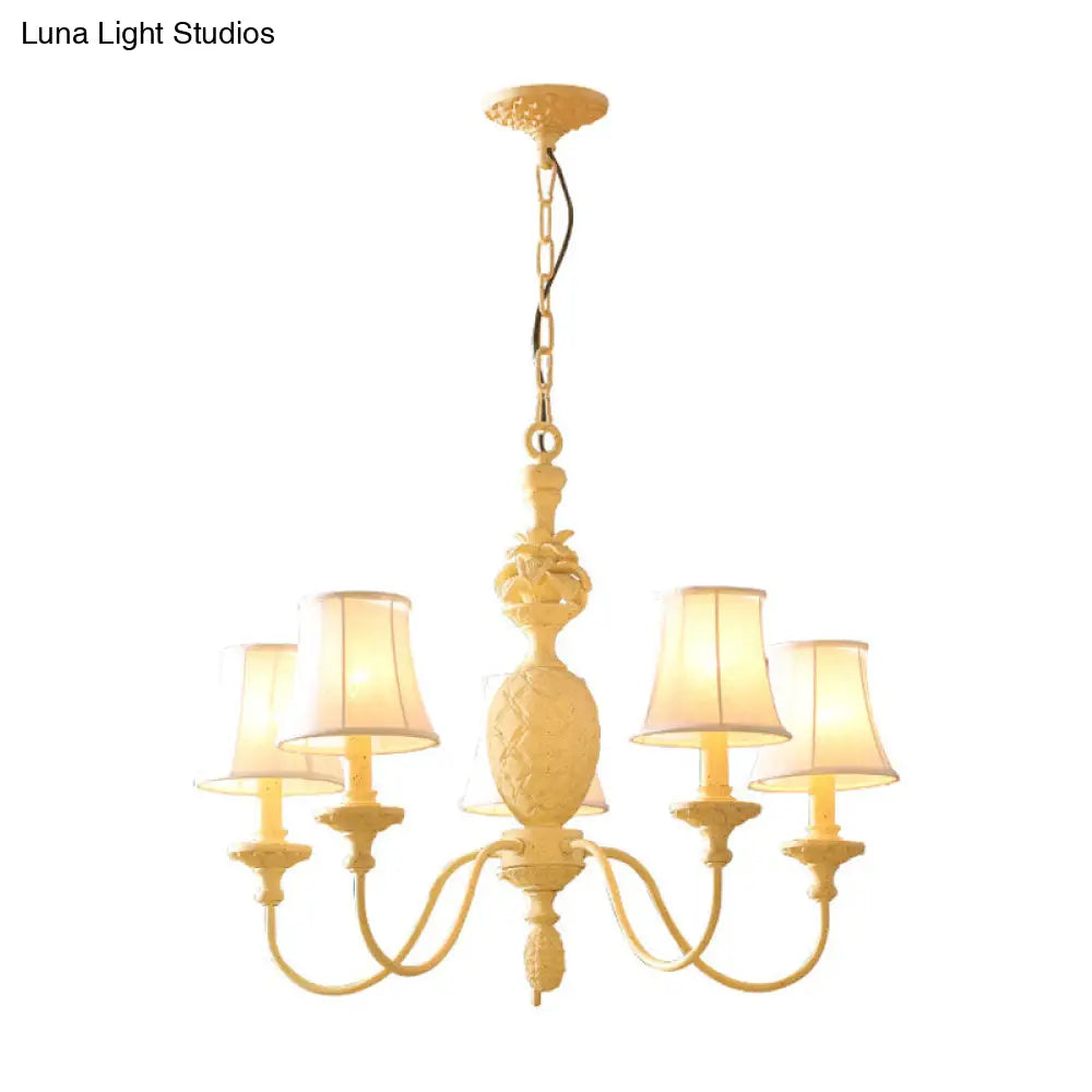 Simplistic Empire Shade Fabric Ceiling Light: Yellow Chandelier With 5/8 Hanging Lights - Elegant &