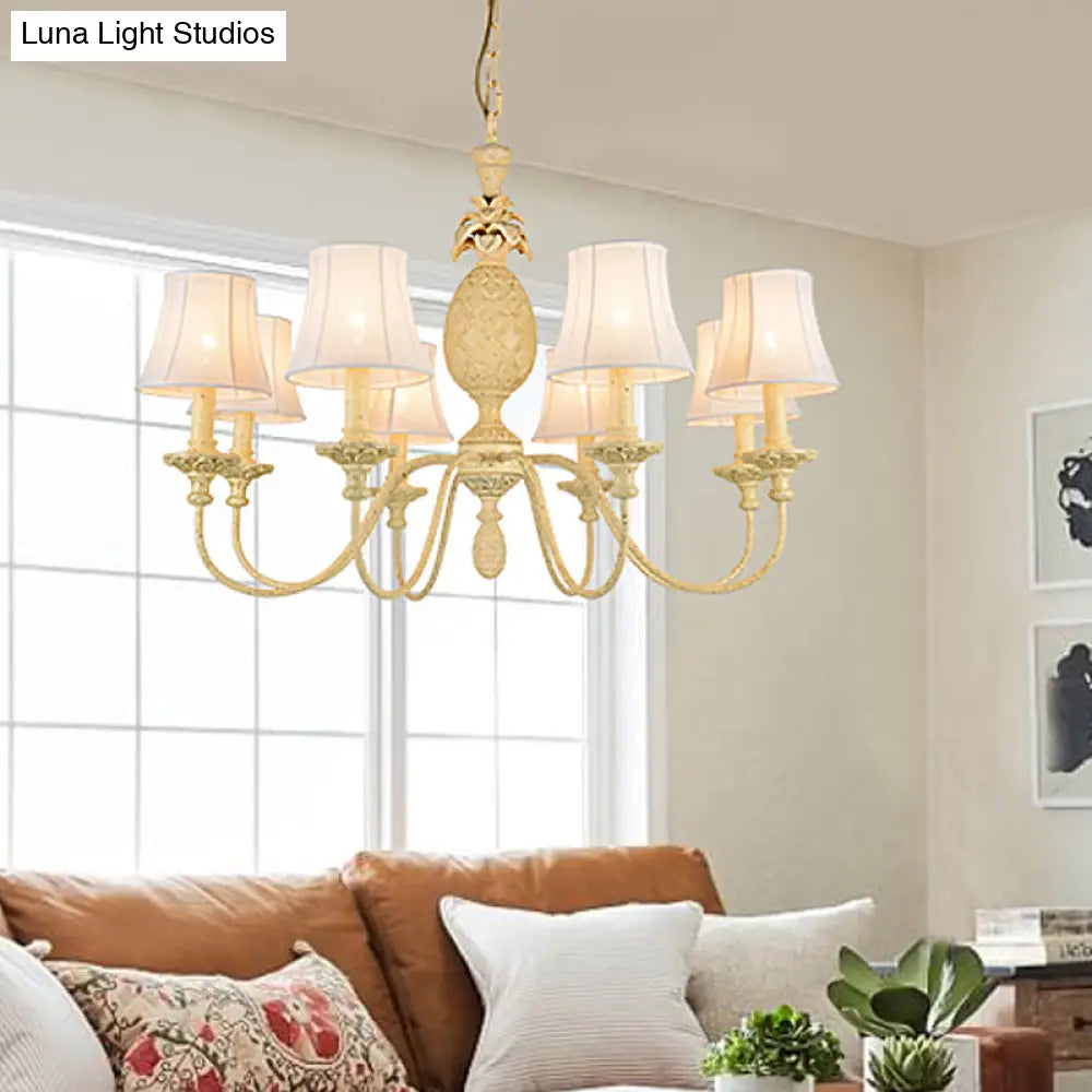 Simple Style Fabric Hanging Ceiling Light Yellow Chandelier Fixture - Empire Shade 5/8 Lights