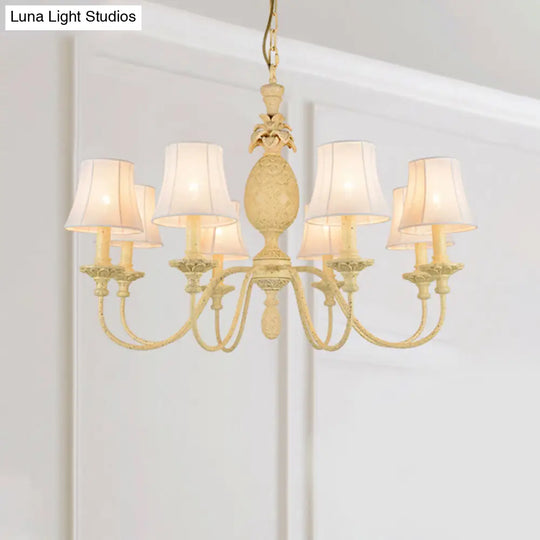 Simplistic Empire Shade Fabric Ceiling Light: Yellow Chandelier With 5/8 Hanging Lights - Elegant &