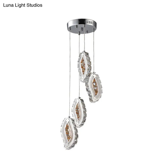 Simple Style Faceted Crystal Led Ceiling Lamp - Silver Multi Pendant Light For Dining Room