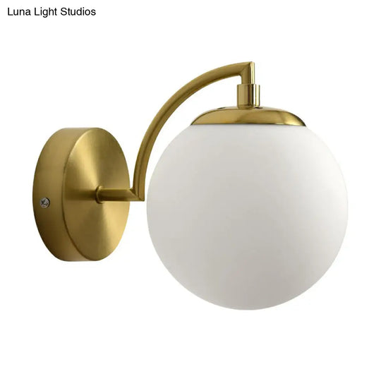 Simple Style Glass Wall Mounted Light With Brass Finish - Spherical Stairway Lighting Fixture (1