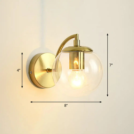 Simple Style Glass Wall Mounted Light With Brass Finish - Spherical Stairway Lighting Fixture (1