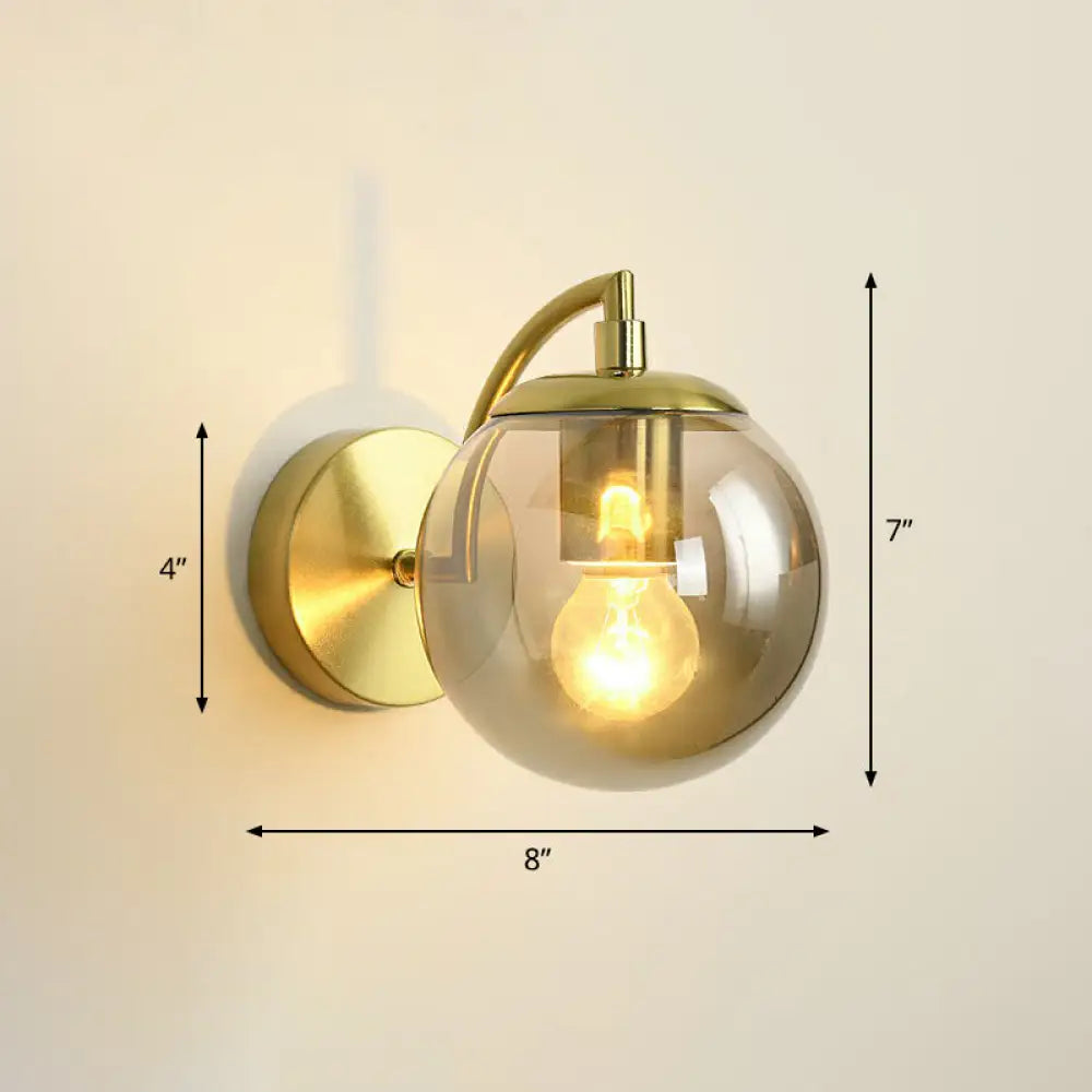 Simple Style Glass Wall Mounted Light With Brass Finish - Spherical Stairway Lighting Fixture (1