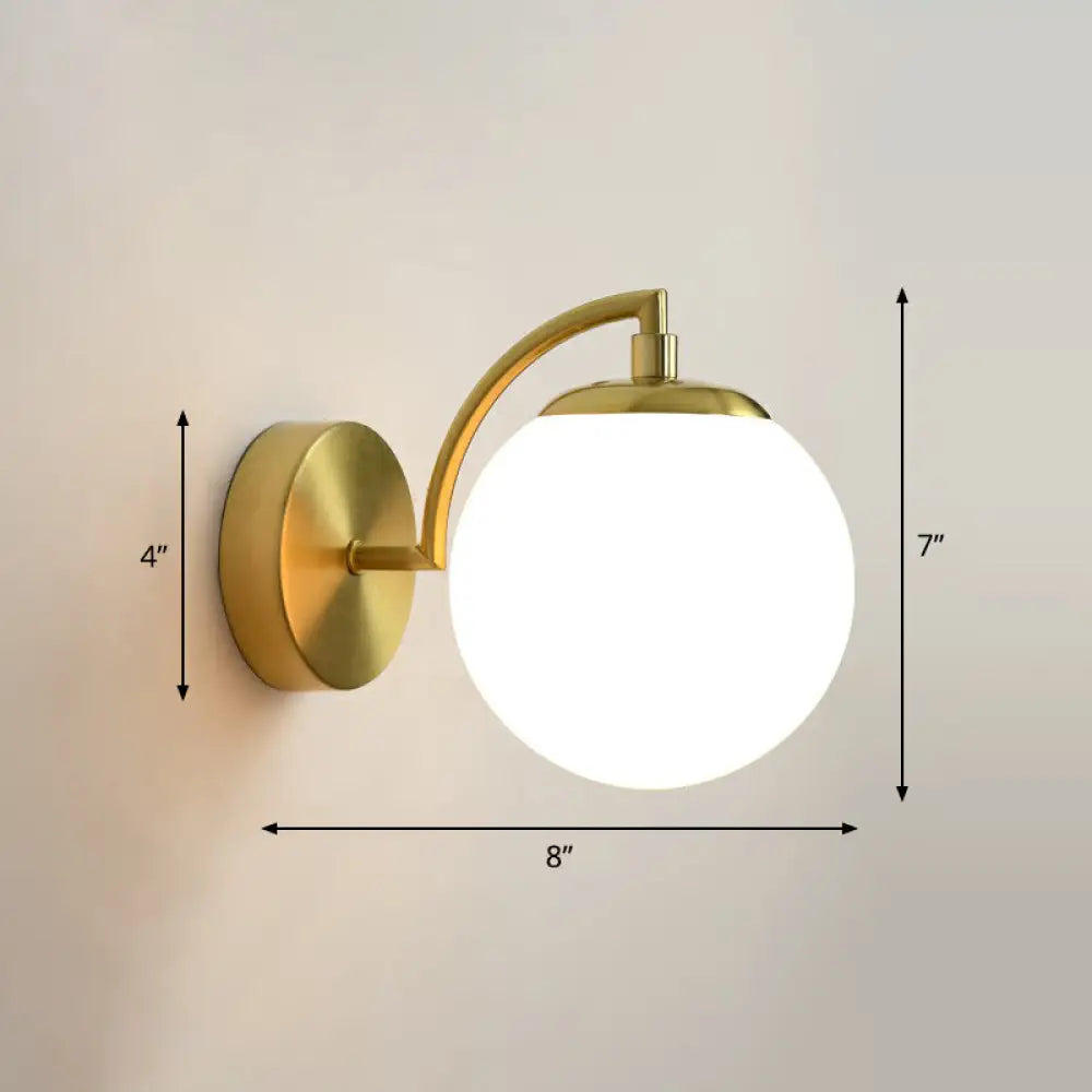 Simple Style Glass Wall Mounted Light With Brass Finish - Spherical Stairway Lighting Fixture (1