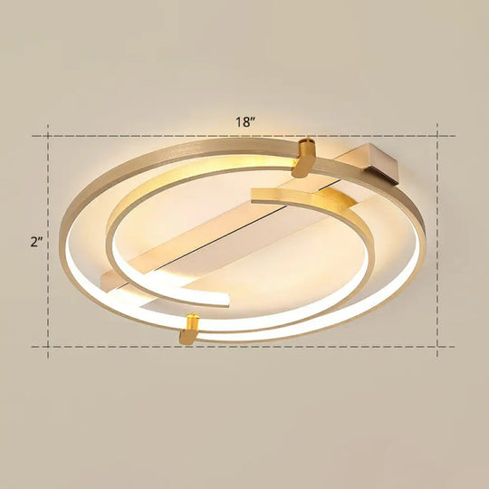Simple Style Gold Loop Ceiling Flush Light - Metal Led Mount Fixture For Bedroom / 18’ Warm
