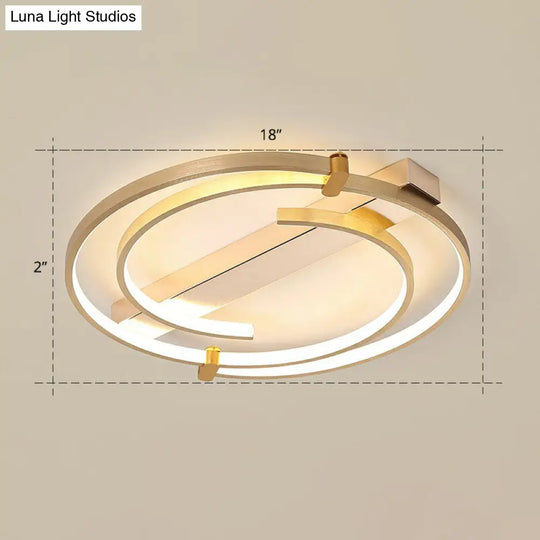 Simple Style Gold Loop Ceiling Flush Light - Metal Led Mount Fixture For Bedroom / 18 Warm