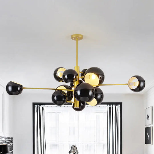 Simple Style Hanging Chandelier Light With Stacked Metal Shades - 10/13 Lights Black/White Ideal For