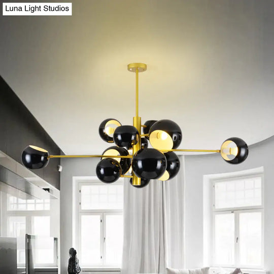 Simple Style Hanging Chandelier Light With Stacked Metal Shades - 10/13 Lights Black/White Ideal For