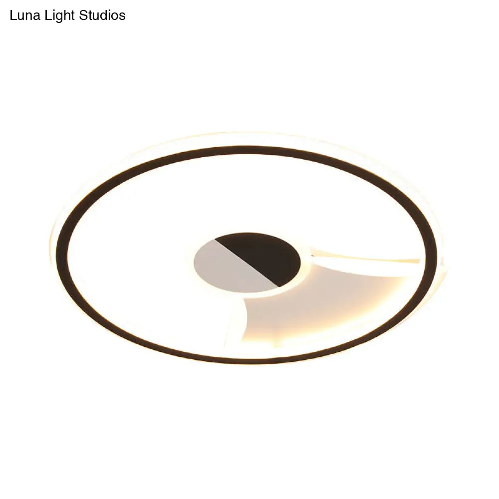 Simple Style Led Acrylic Flush Ceiling Light – Black/White 16’/19.5’/23.5’ Dia Lamp For