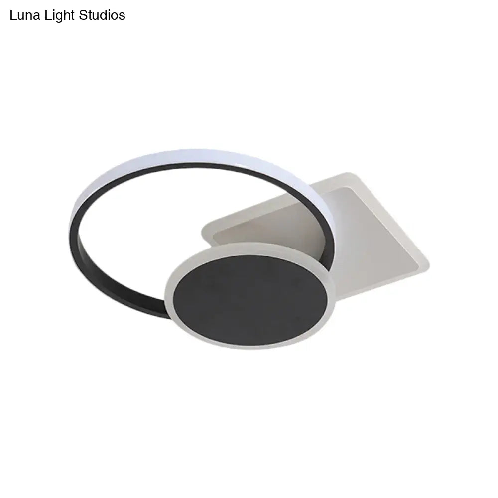 Simple Style Led Ceiling Lamp In Black With Acrylic Design Warm/White Light 16.5/20.5 Width