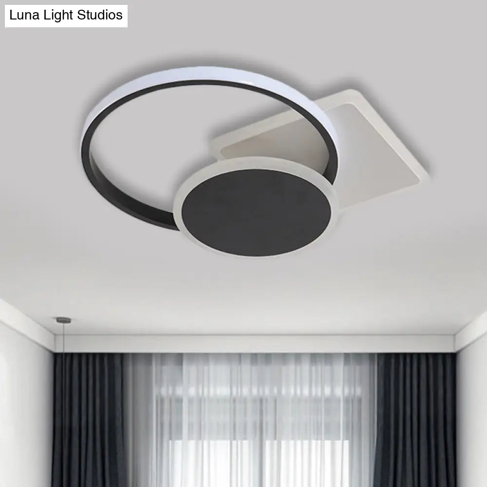 Simple Style Led Ceiling Lamp In Black With Acrylic Design Warm/White Light 16.5/20.5 Width