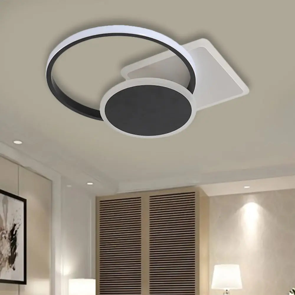 Simple Style Led Ceiling Lamp In Black With Acrylic Design Warm/White Light 16.5/20.5 Width / 16.5