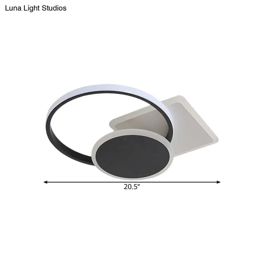 Simple Style Led Ceiling Lamp In Black With Acrylic Design Warm/White Light 16.5/20.5 Width