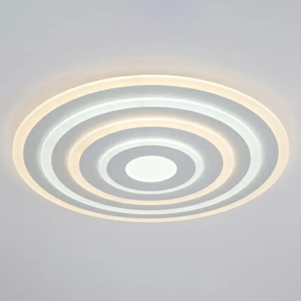 Simple Style Led Flush Ceiling Light For Bedroom - White Acrylic Round Flushmount / 16’ Inner