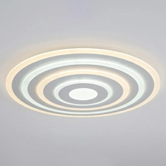 Simple Style Led Flush Ceiling Light For Bedroom - White Acrylic Round Flushmount / 23.5’ Remote