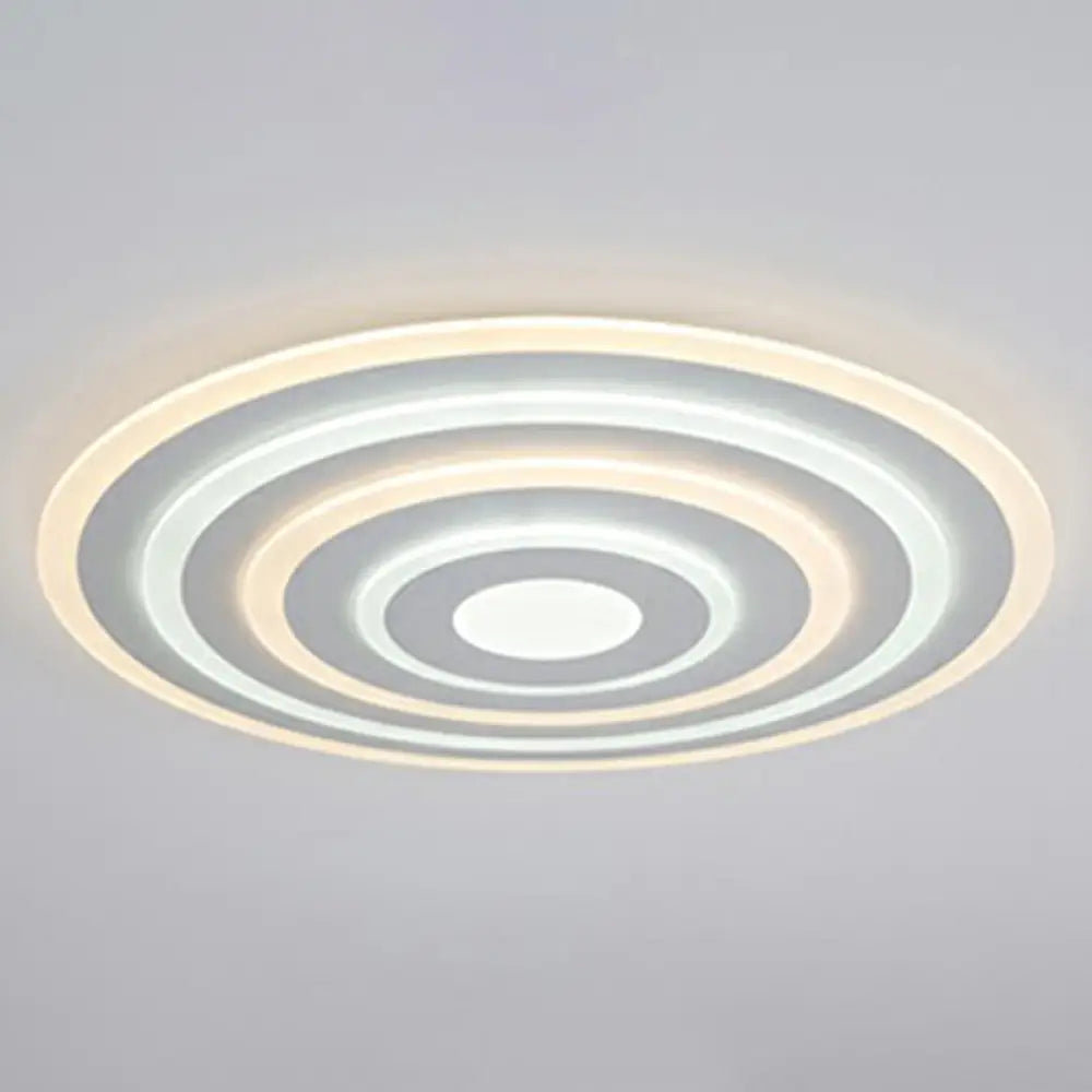 Simple Style Led Flush Ceiling Light For Bedroom - White Acrylic Round Flushmount / 31.5’ Remote