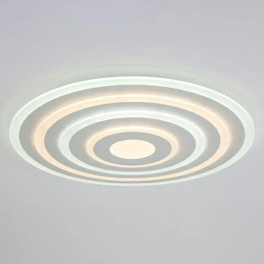 Simple Style Led Flush Ceiling Light For Bedroom - White Acrylic Round Flushmount / 31.5’ Third Gear