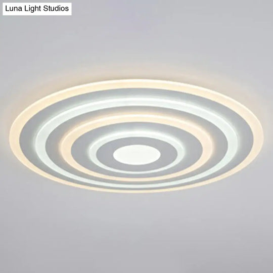 Simple Style Led Flush Ceiling Light For Bedroom - White Acrylic Round Flushmount / 23.5 Remote