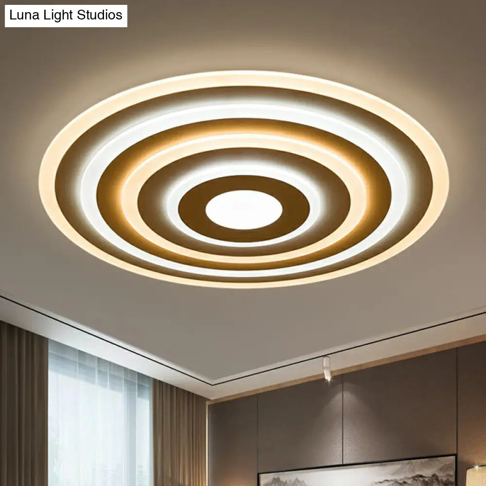 Simple Style Led Flush Ceiling Light For Bedroom - White Acrylic Round Flushmount