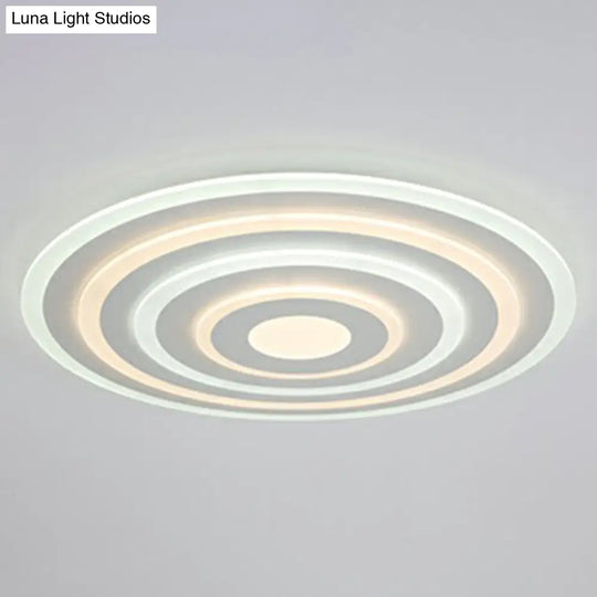 Simple Style Led Flush Ceiling Light For Bedroom - White Acrylic Round Flushmount / 23.5 Third Gear