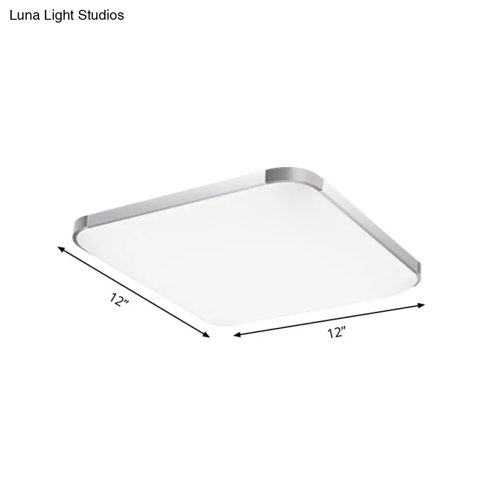 Simple Style Led Flush Ceiling Light White/Silver With Acrylic Diffuser - Ideal For Living Room