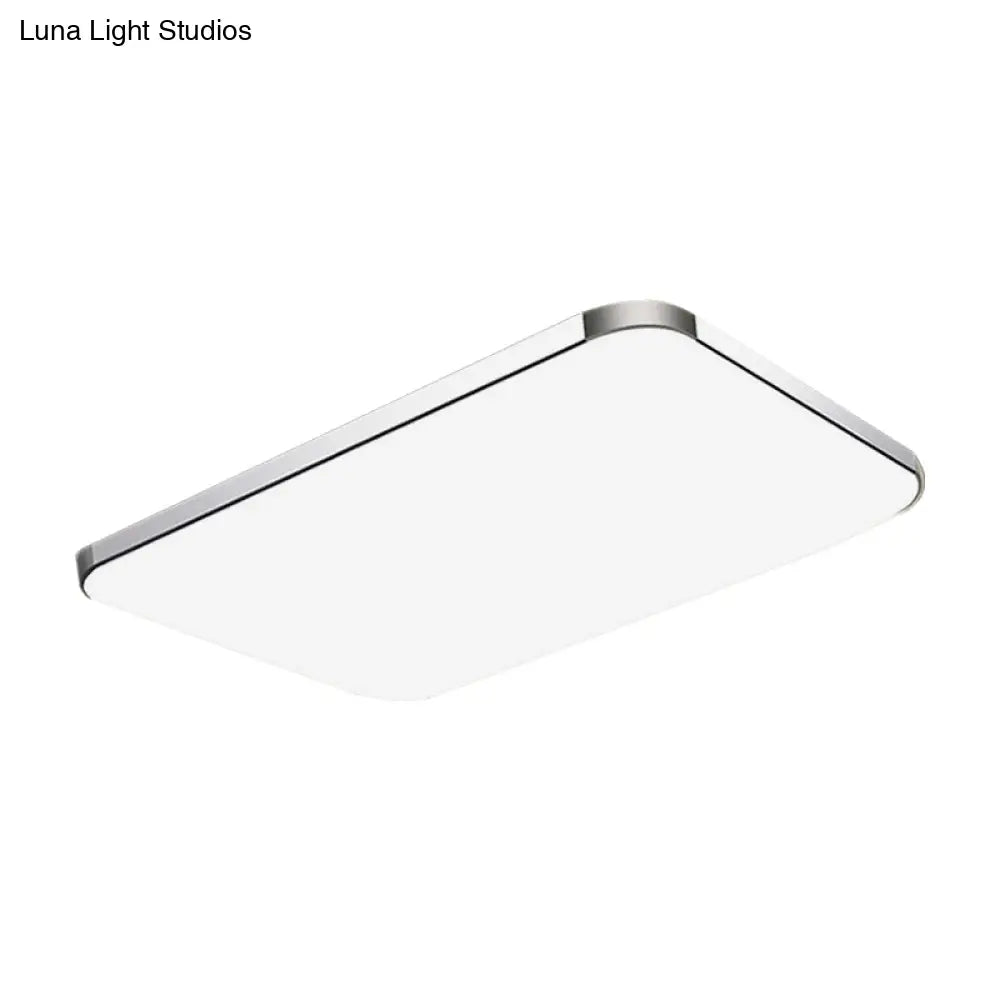 Simple Style Led Flush Ceiling Light White/Silver With Acrylic Diffuser - Ideal For Living Room