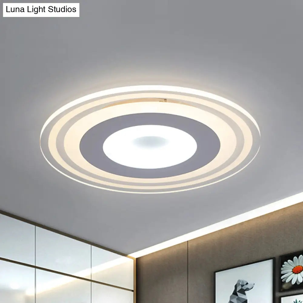 Simple Style Led Flush Mount Fixture In White With Acrylic Shade Circle Design 3 Color Light Options