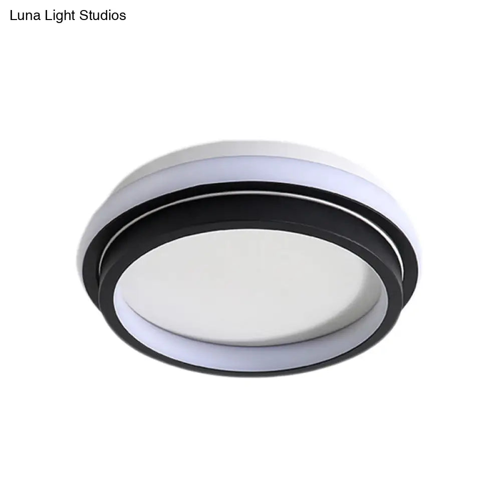 Simple Style Led Foyer Flush Mount Ceiling Light - Black Lamp With Metal Shade (Square/Round) In